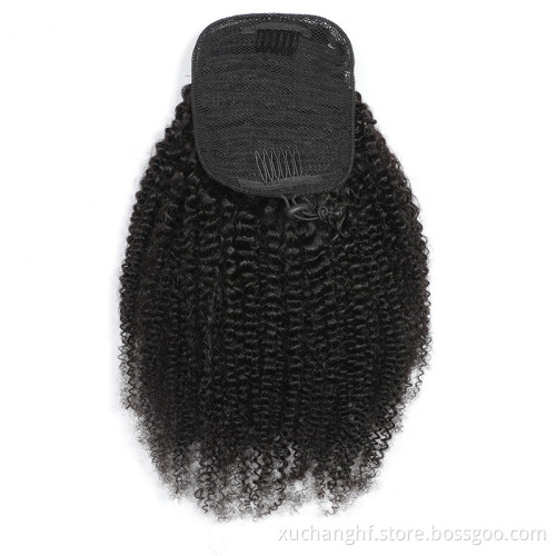 Hanfan Wholesale Long Wavy Ponytail Hair afro kinky curly Drawstring Ponytails Clip in Hairpiece Ponytail for Black women
